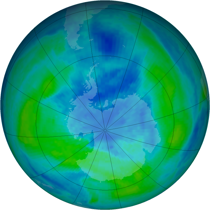 Antarctic ozone map for 25 March 2003